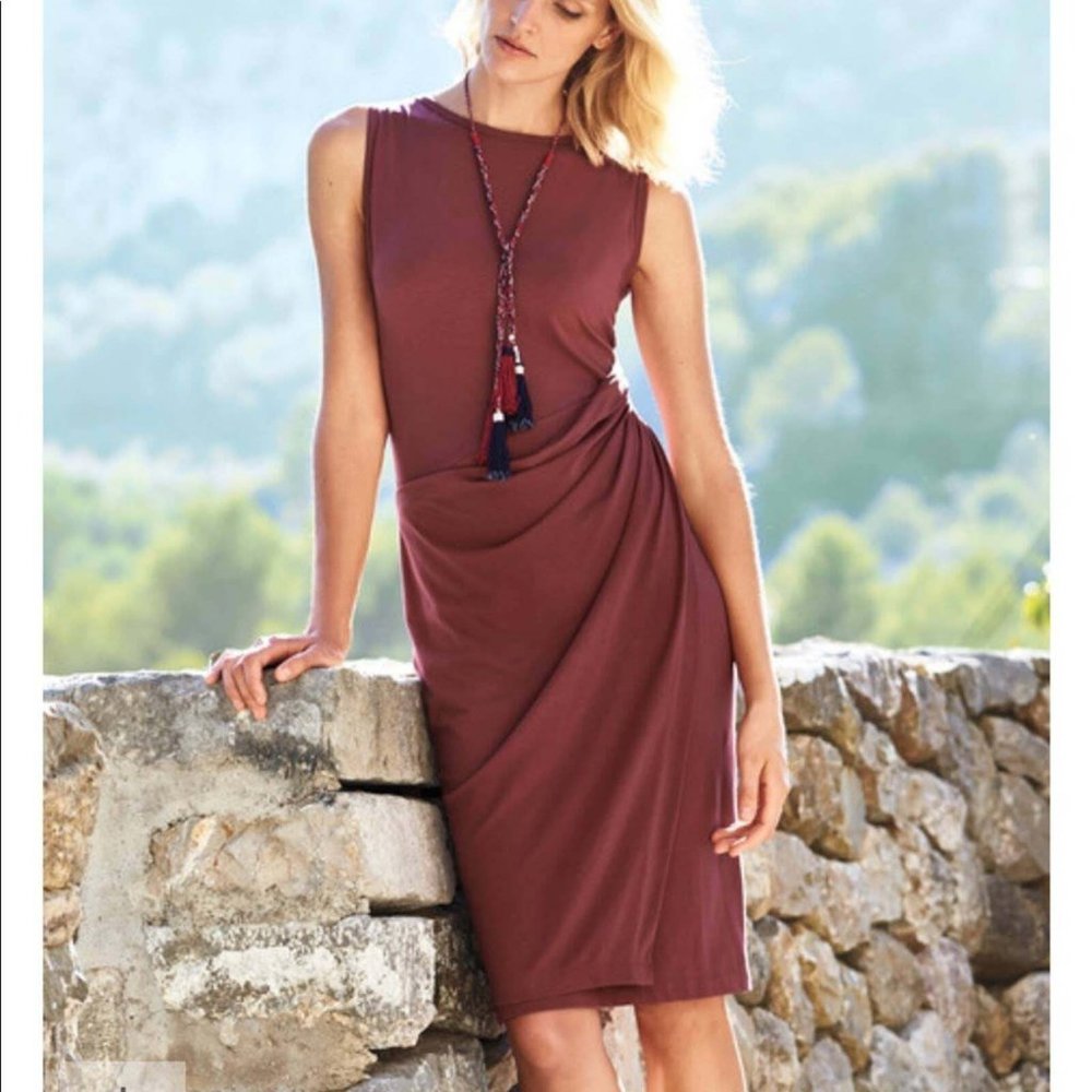 Peruvian Connection Aries Sheath Jersey Knit Gathered Dress Size Medium H13825 - Picture 1 of 9
